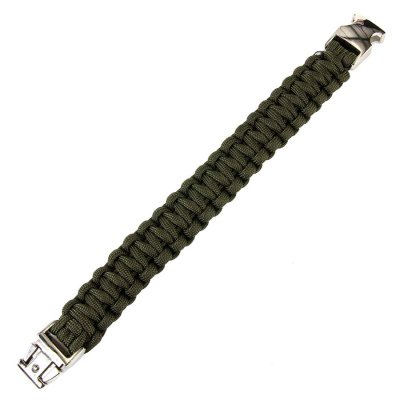 Paracord-armbånd med sølvspenne K2139 9 tommer grønn