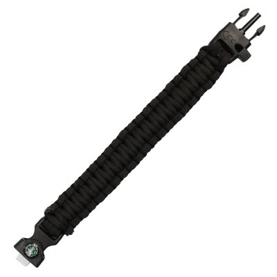 Overlevelseskompass med paracord 8 tommer, svart