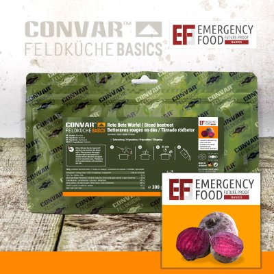 Convar Emergency Food | Emergency Red Beet cubes | Frysetørket mat | 300g