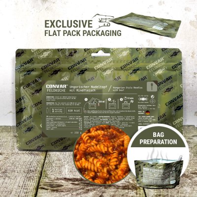 Convar Emergency Food | Ungarsk gryte med biff og nudler | Frysetørket mat | 150 g