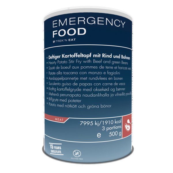 Emergency Food | Hjertelig potetrøre med biff og grønne bønner | Frysetørket mat | 500g