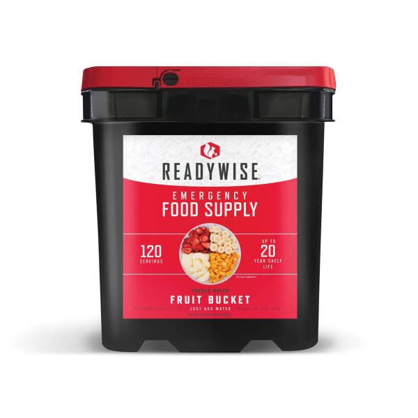 ReadyWise 120 porsjoner frysetørket frukt i bøtte | Frysetørket mat | Måltidspakke | 848g