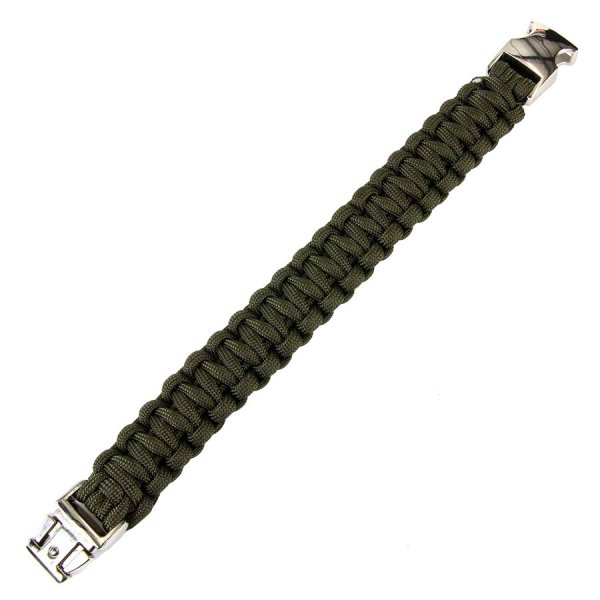 Paracord-armbånd med sølvspenne K2139 9 tommer grønn