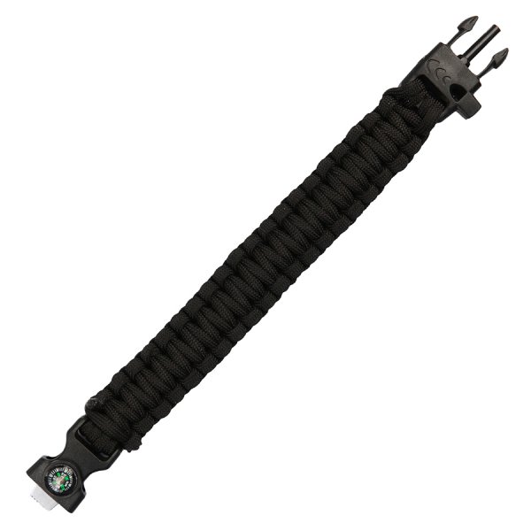 Overlevelseskompass med paracord 8 tommer, svart