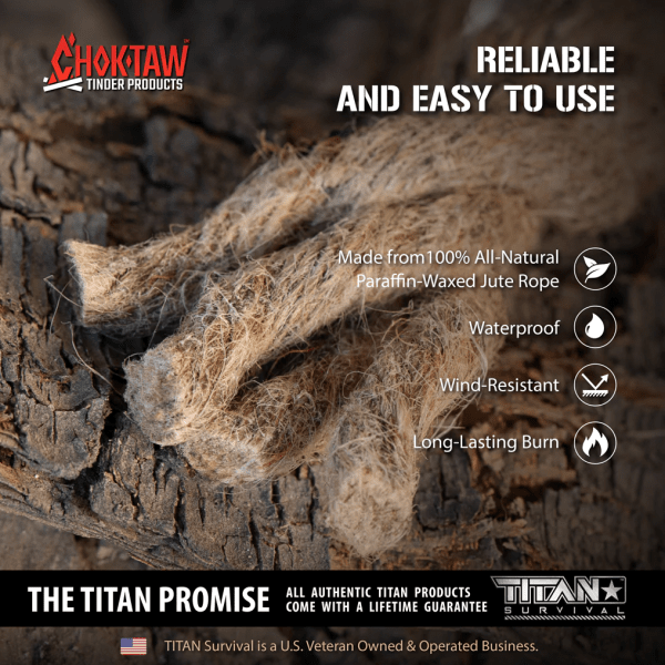 Titan Survival Choktaw Waxed Jute Rope Tinder Sticks