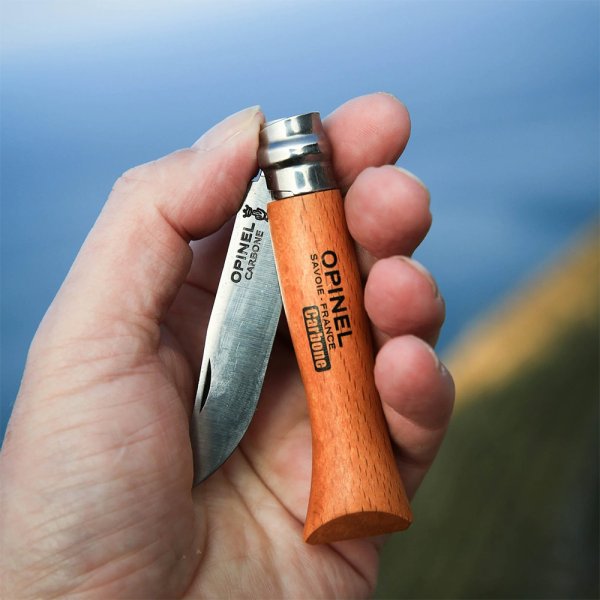 Opinel No 08 foldekniv i karbonstål