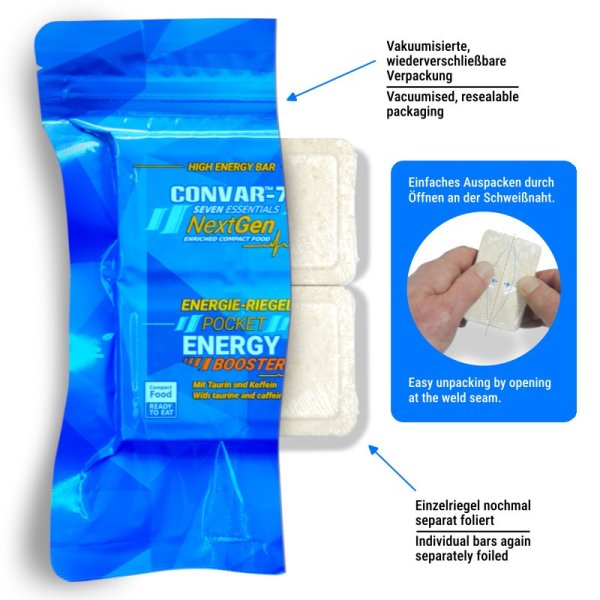 Convar Emergency Food | NextGen Energy Bar Pocket Energy Booster 10 års holdbarhet | 120g