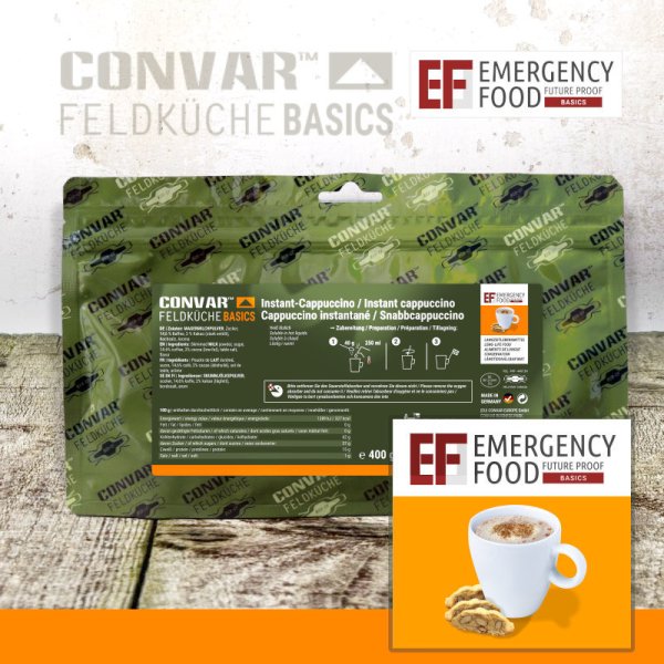 Convar Emergency Food | Basic Instant Cappuccino | Frysetørket mat | 400g
