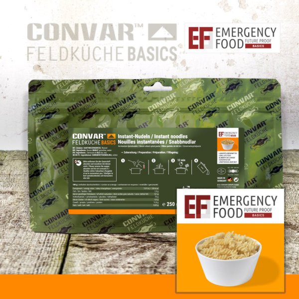 Convar Emergency Food | Basic Instant Pasta | Frysetørket mat | 250g