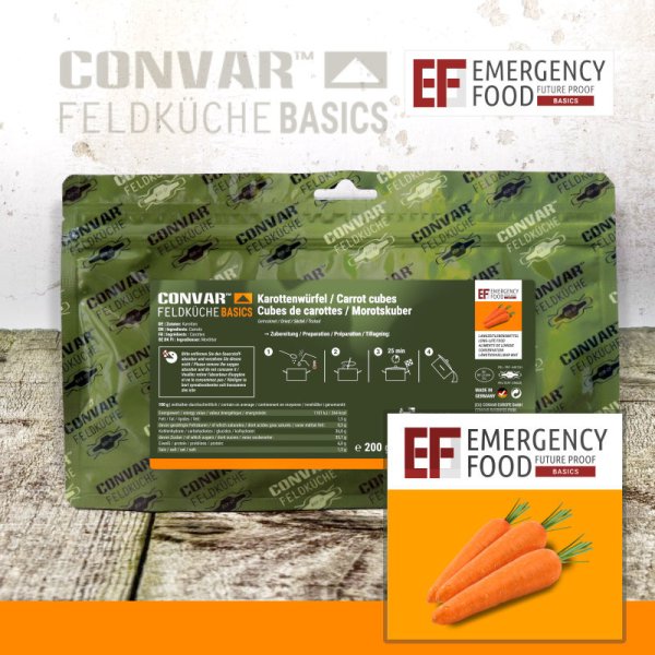 Convar Emergency Food | Carrot cubes | Frysetørket mat | 200g