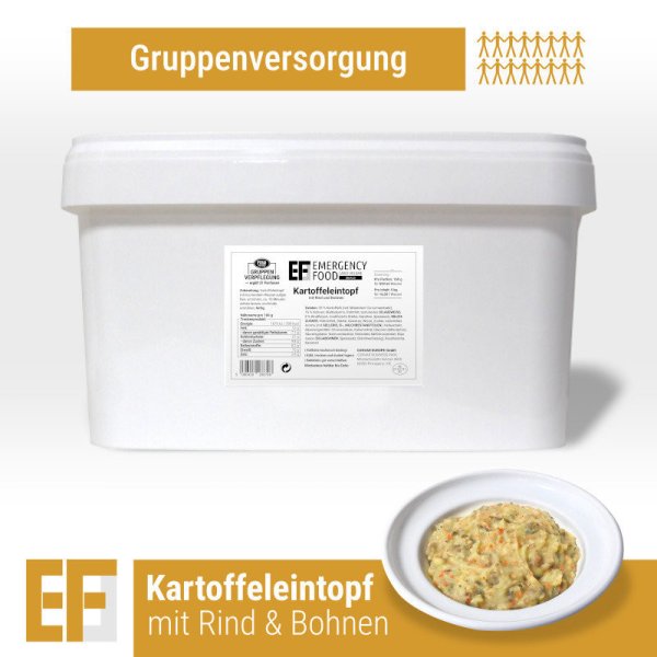 Convar Emergency Food | Potetgryte med biff og bønner | Frysetørket mat | Måltidspakke | 5000 g