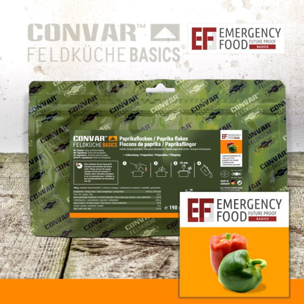 Convar Emergency Food | Emergency Red & green bell pepper | Frysetørket mat | 190g