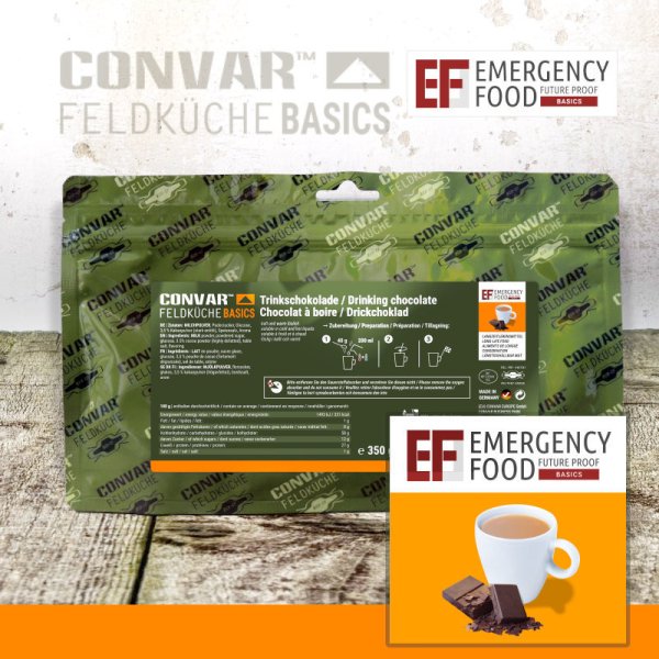 Convar Emergency Food | Sjokoladepulver | Frysetørket mat | 350g
