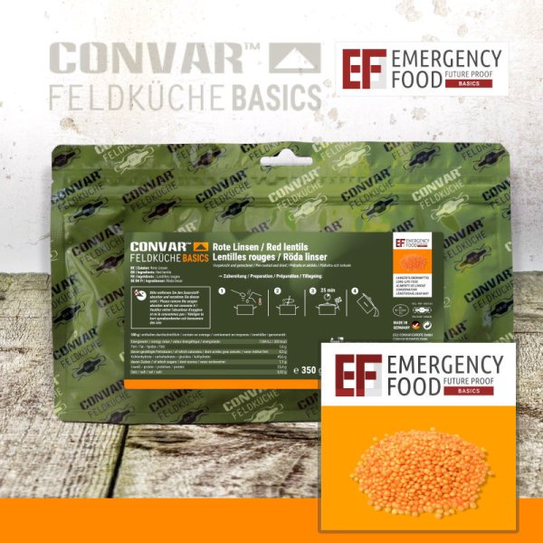 Convar Emergency Food | Emergency Red Lentils | Frysetørket mat | 350g