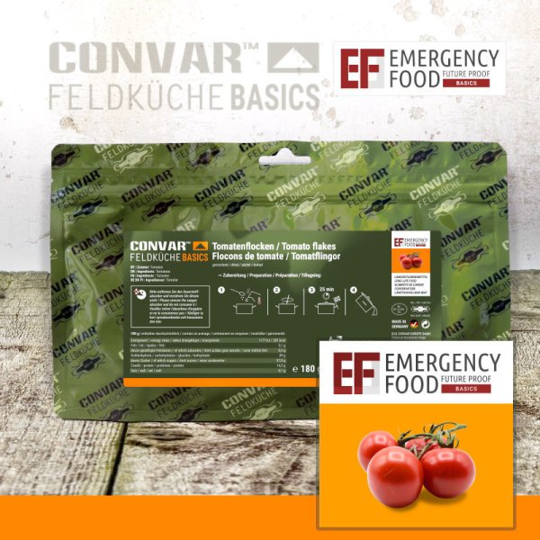 Convar Emergency Food | Tomato flakes | Frysetørket mat | 180g