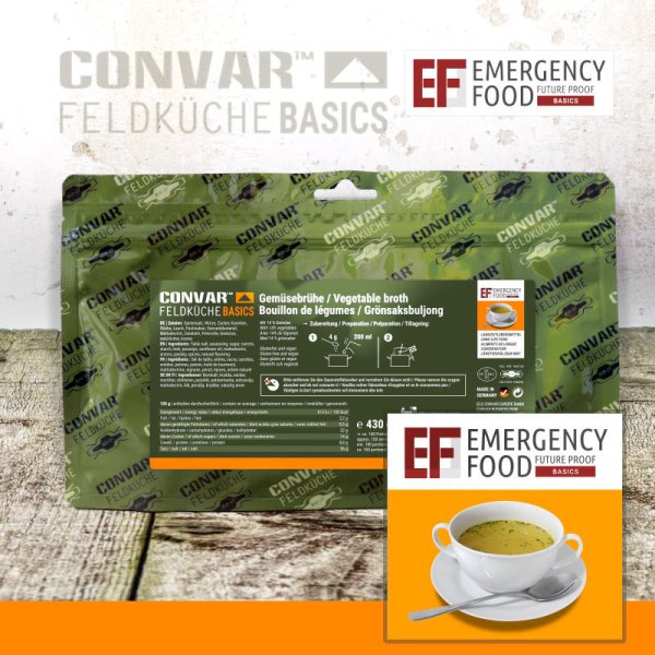 Convar Emergency Food | Basic Vegetable Broth | Frysetørket mat | 430g