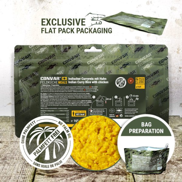 Convar Emergency Food | Indisk kylling i karri | Frysetørket mat | 165g