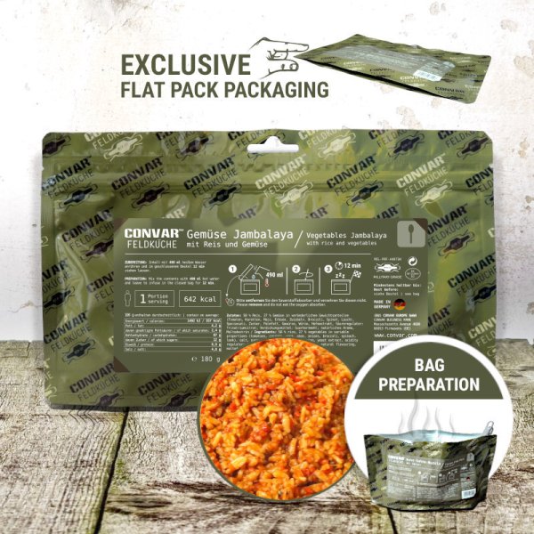 Convar Emergency Food | Vegetable Jambalaya | Frysetørket mat | 180g