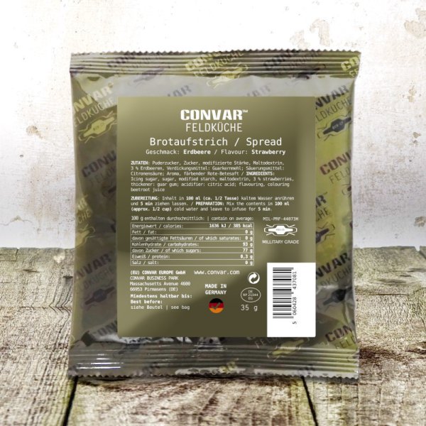 Convar Emergency Food | Strawberry Jam 35 g 10 års holdbarhet | Dagligvarer | 35g