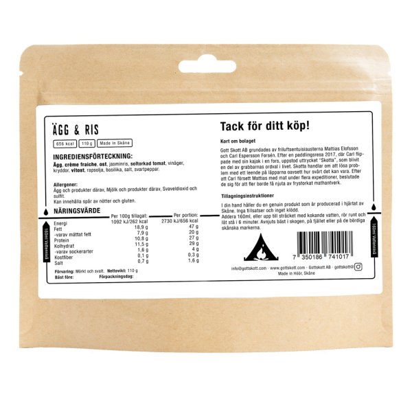 Gott Skott | Egg og ris frysetørket | Friluftsmat | 110g
