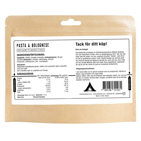 Gott Skott | Pasta Bolognese | Utemat | 110g